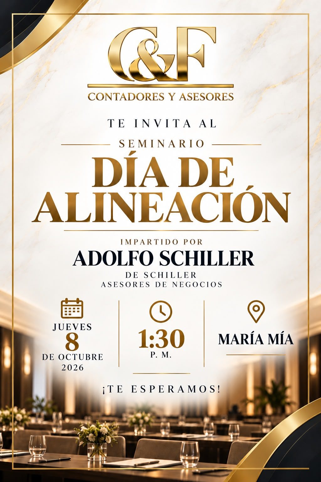 Invitación al seminario Día de Alineación impartido por Adolfo Siller